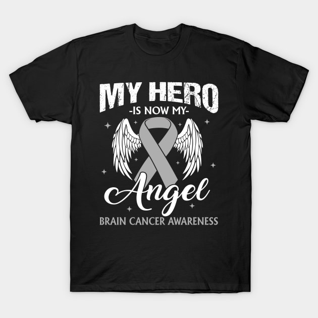 My Hero Is Now My Angel Brain Cancer Neurosurgeons, Brain Cancer Awareness T-Shirt by kumikoatara